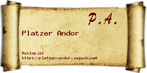 Platzer Andor névjegykártya